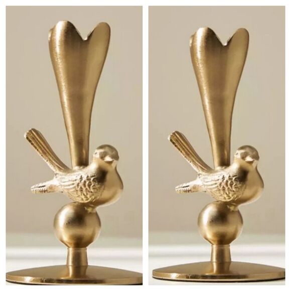 Set of 2 Anthropologie Marizia Sparrow Candlestick Holder Small - Picture 1 of 4